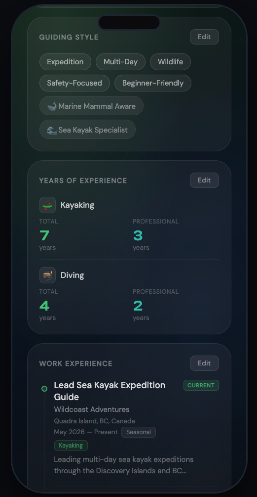 Vertrac mobile app — work experience